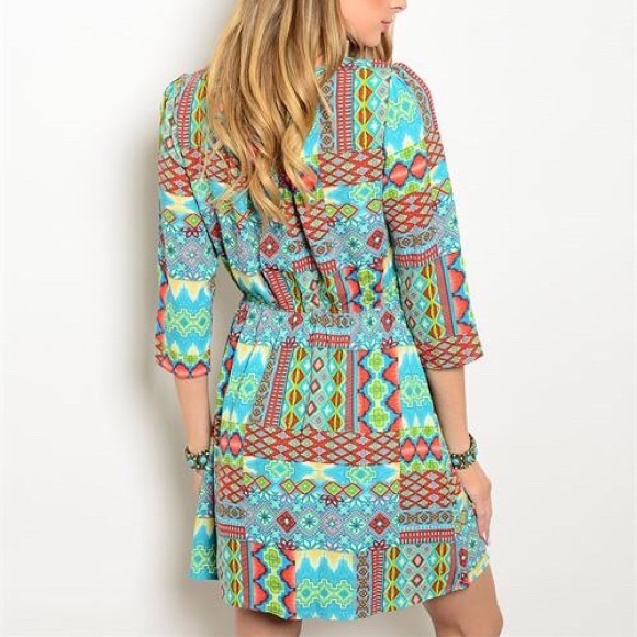 Jade Multi Color Print Dress! - Picture 2 of 6